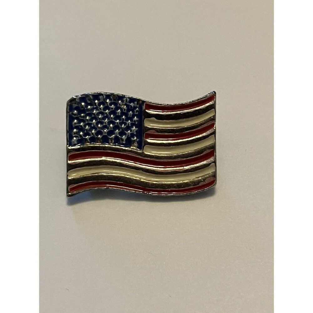 Vintage USA American Flag Enamel Lapel Pin Red White Blue Patriotic Theme